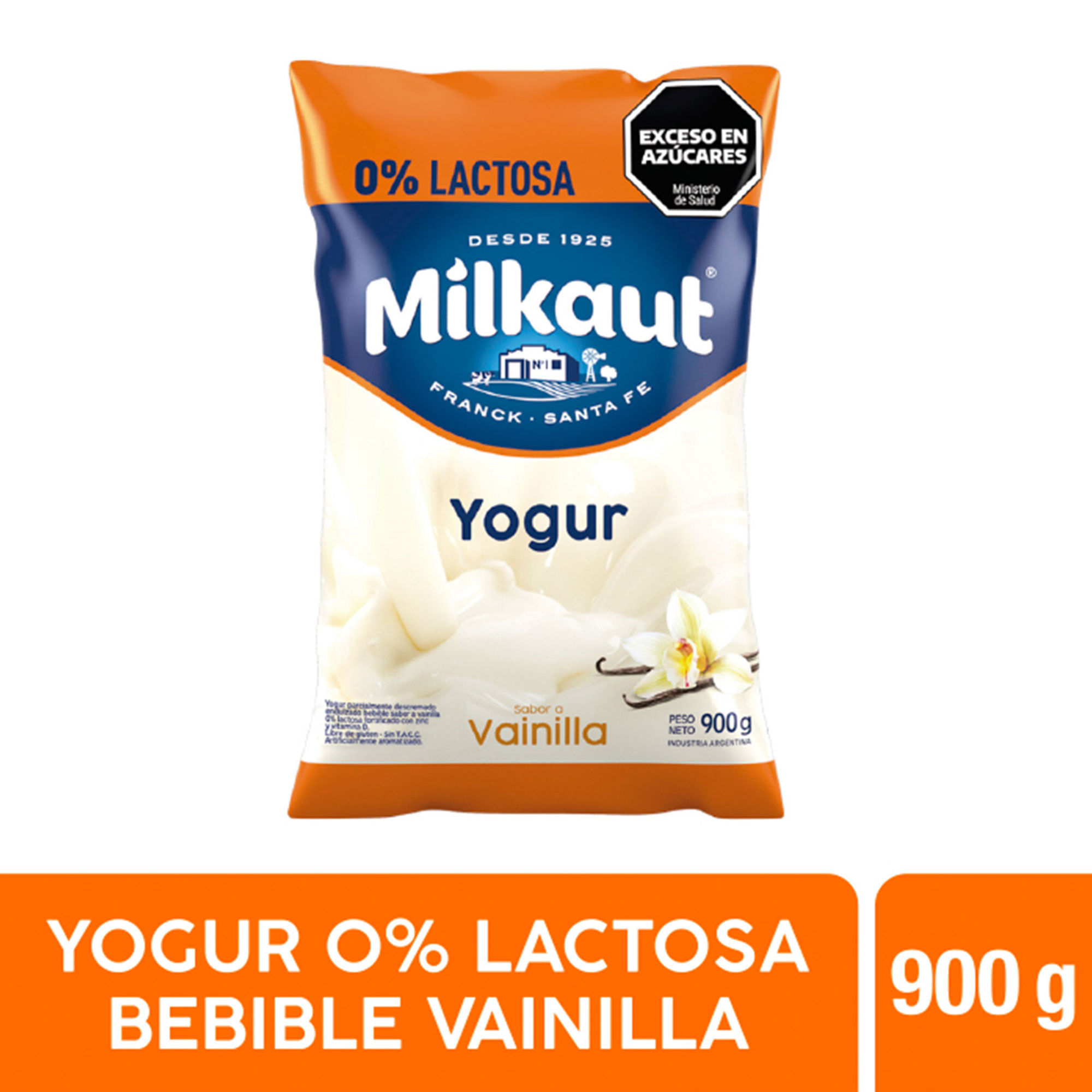 Yogur entero Milkaut de vainilla 0 lactosa 900 g.