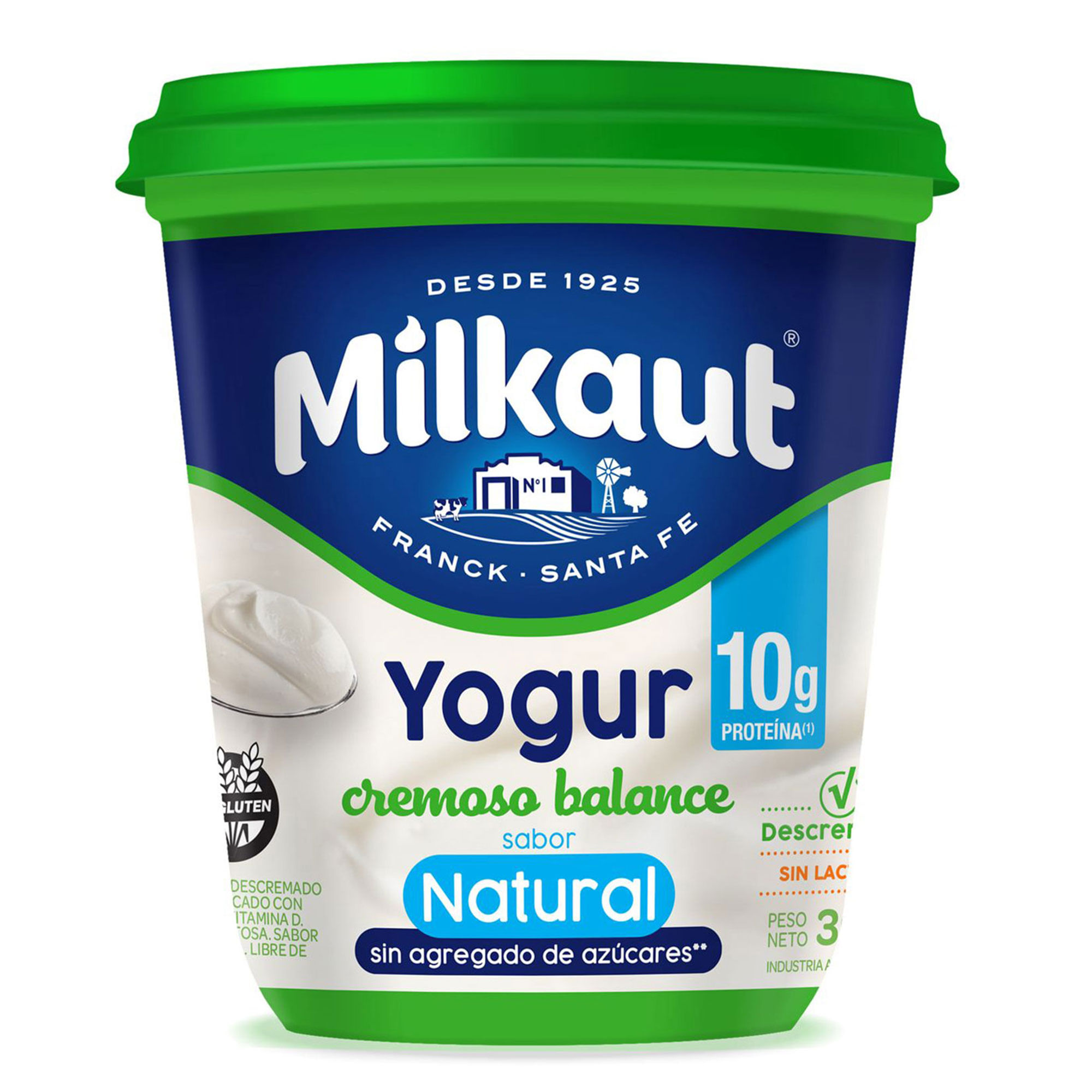 Yogur descremado natural cremoso Milkaut en pote 300 grs