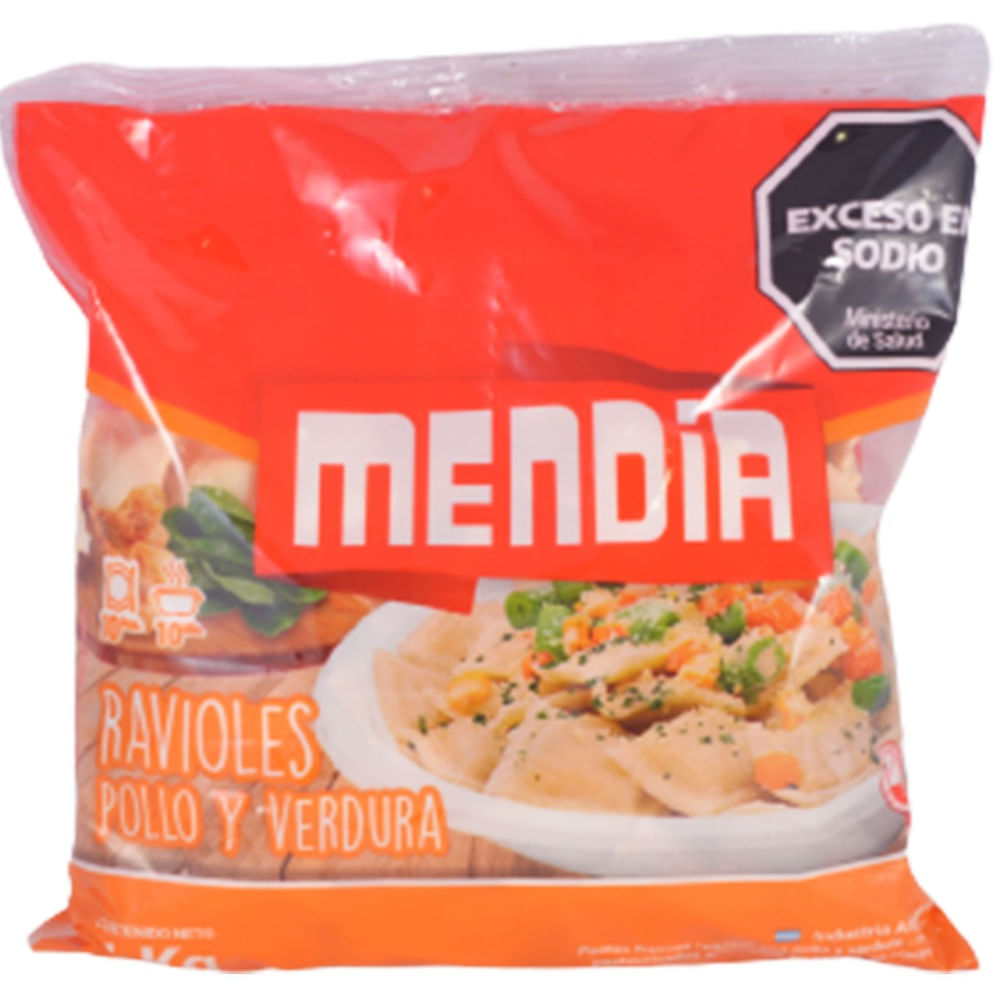 Ravioles de pollo y verdura Mendia blister 1 kg.