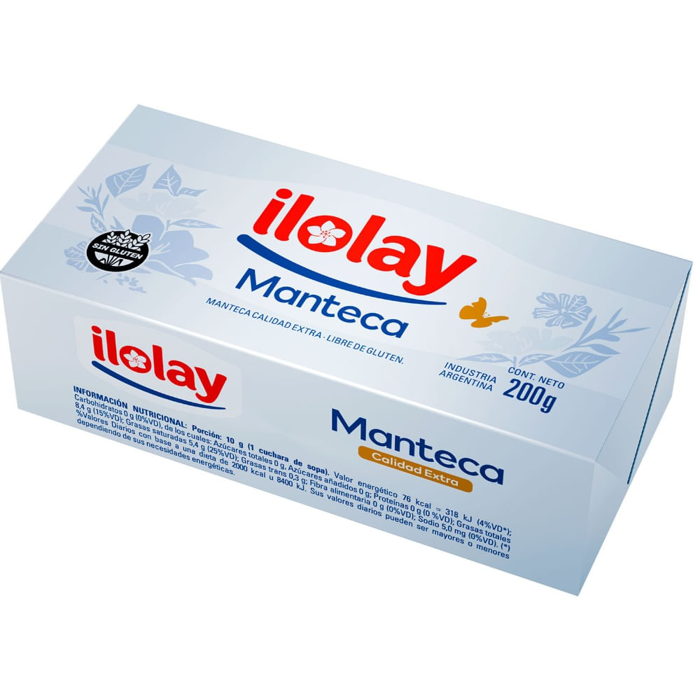Manteca extra calidad Ilolay 200 g.