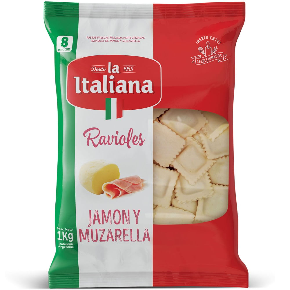 Ravioles jamón y queso La Italiana 1 kg.
