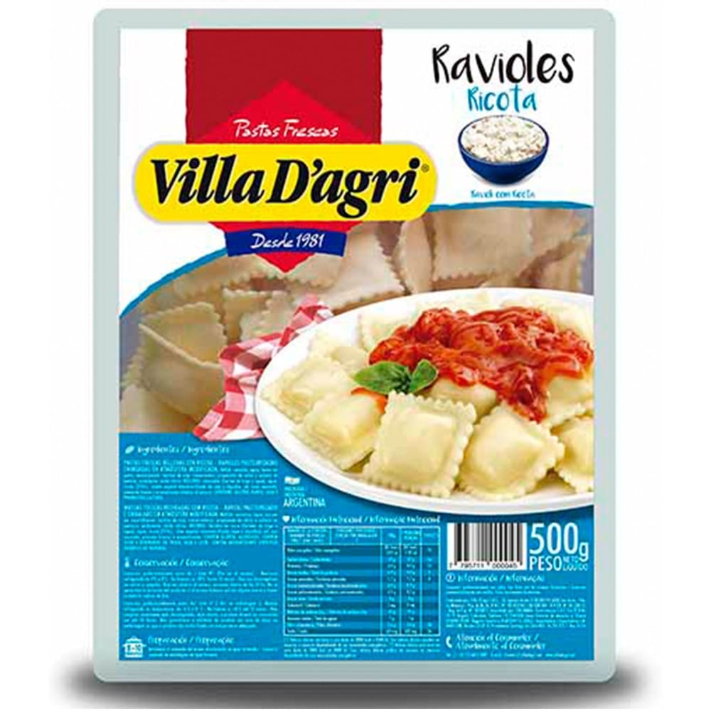 Ravioles Villa D'agri ricota 500 g.