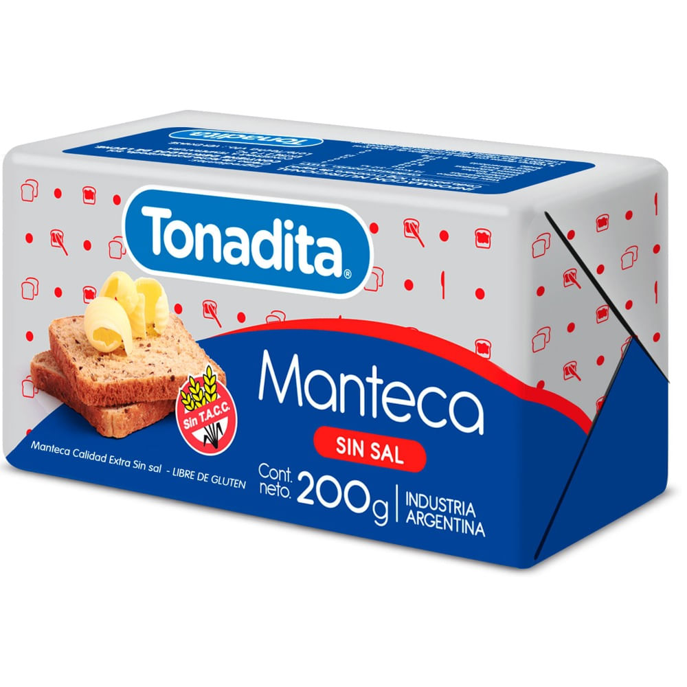 Manteca Tonadita sin sal 200 g.