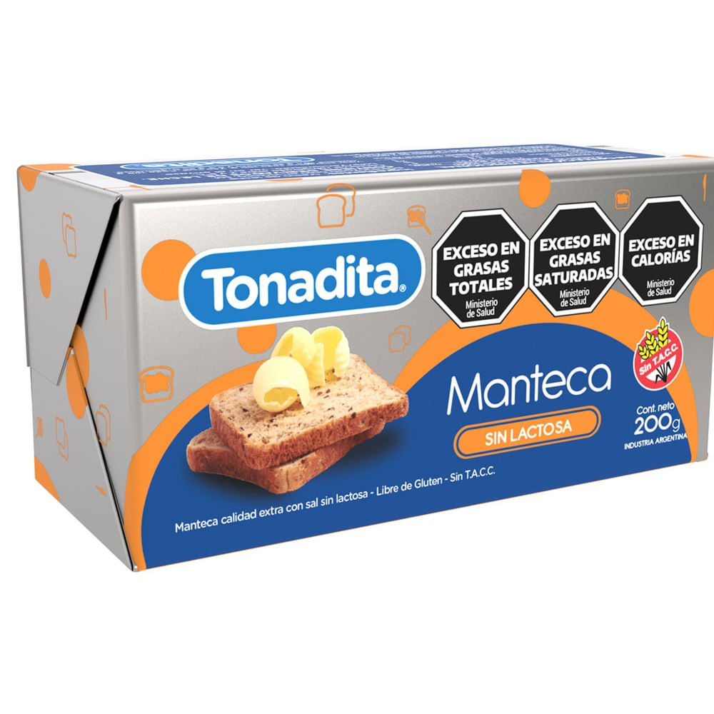Manteca Tonadita sin lactosa 200 grs