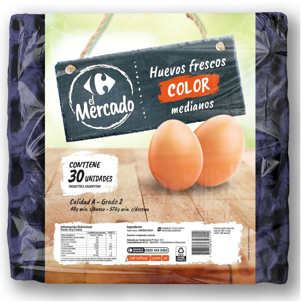 Huevos color El Mercado 30 uni