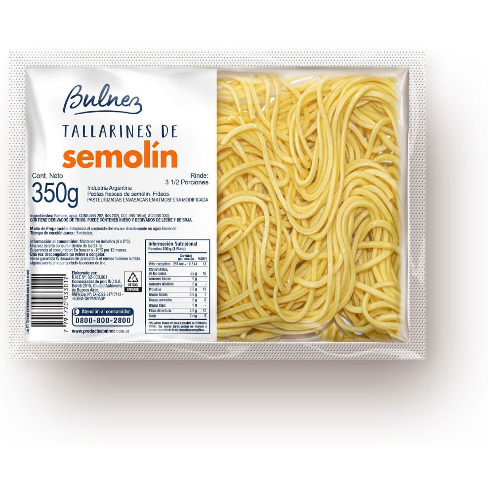 Tallarines blister Bulnez 350 g.