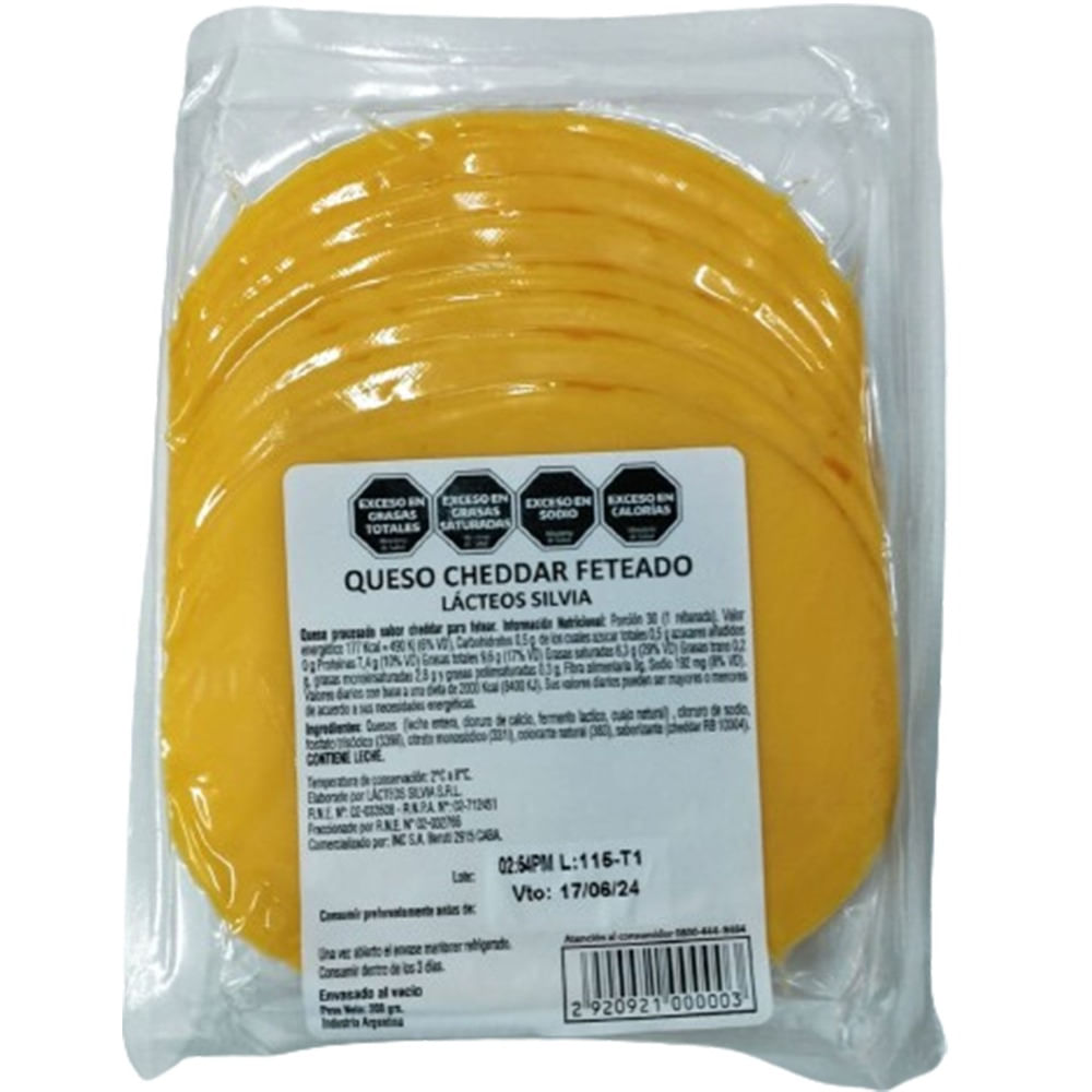 Queso cheddar Silvia 200 g.