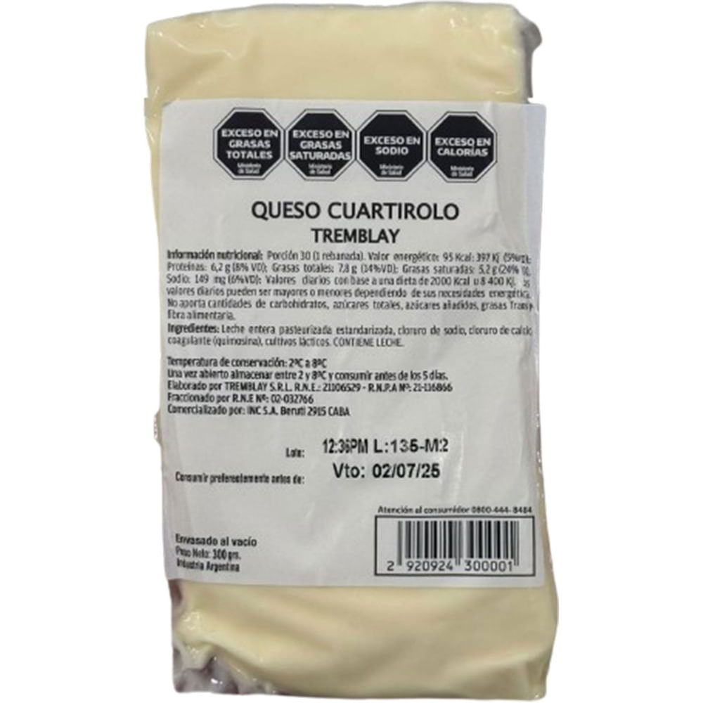Queso cuartirolo Tremblay 300 g.