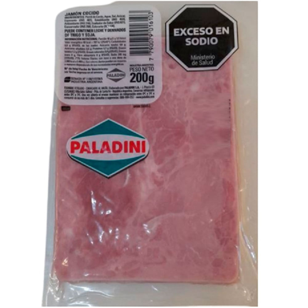 Jamón cocido feteado Paladini 200 g.