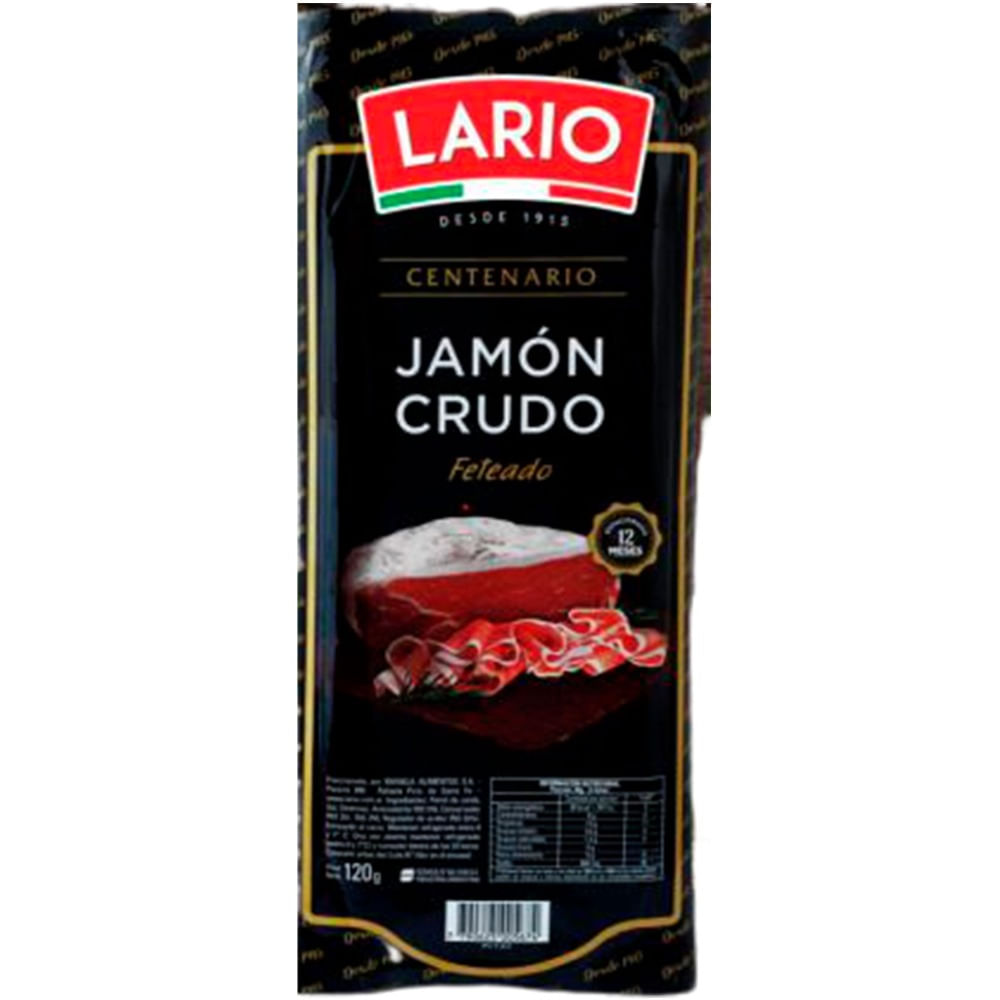 Jamón crudo Lario centenario feteado 120 g.