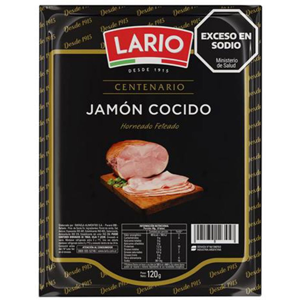 Jamón cocido horneado feteado Lario 120 grs