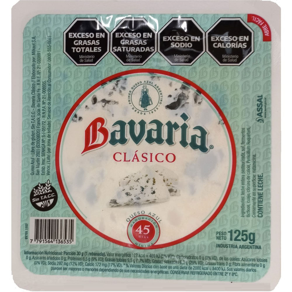 Queso azul Bavaria trozado 125 g.