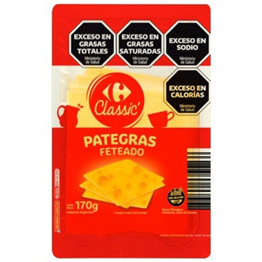 Queso pategras feteado Carrefour Classic sin gluten 170 grs