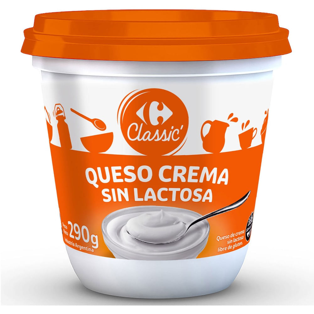 Queso crema sin lactosa Carrefour Classic 290 grs