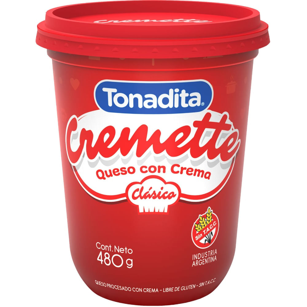 Queso crema Tonadita cremette clásico 480 g.