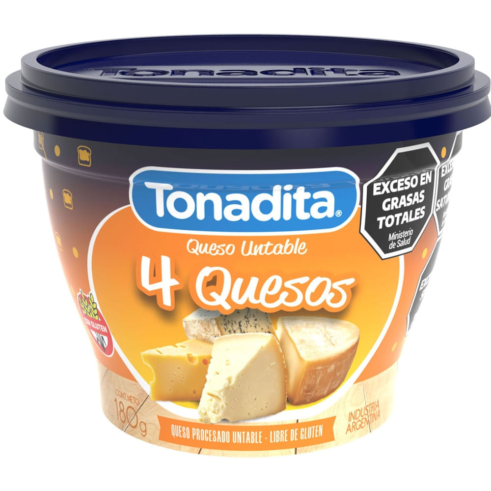 Queso untable Tonadita 4 quesos en pote 180 grs