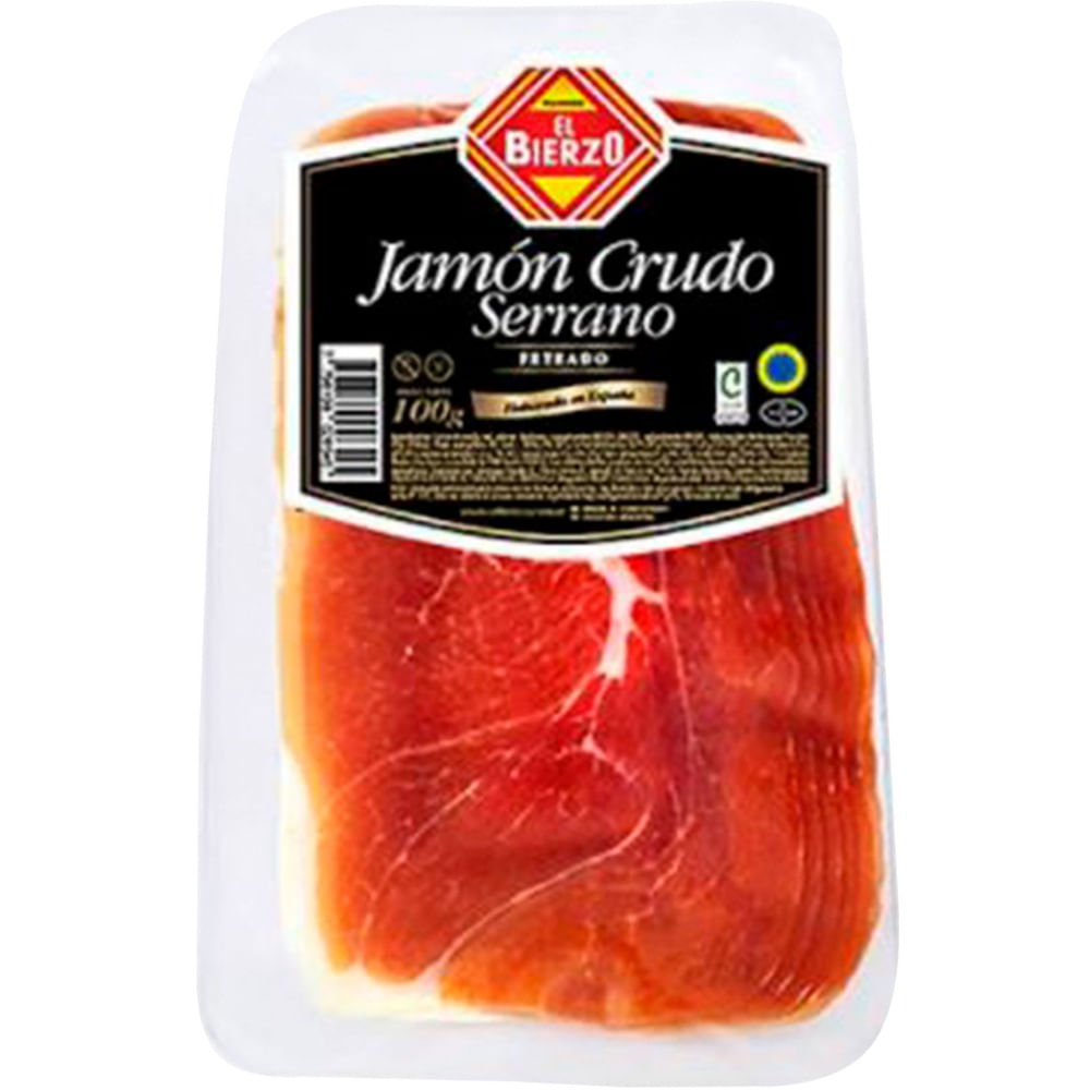 Jamón crudo serrano El Bierzo x 100 g.