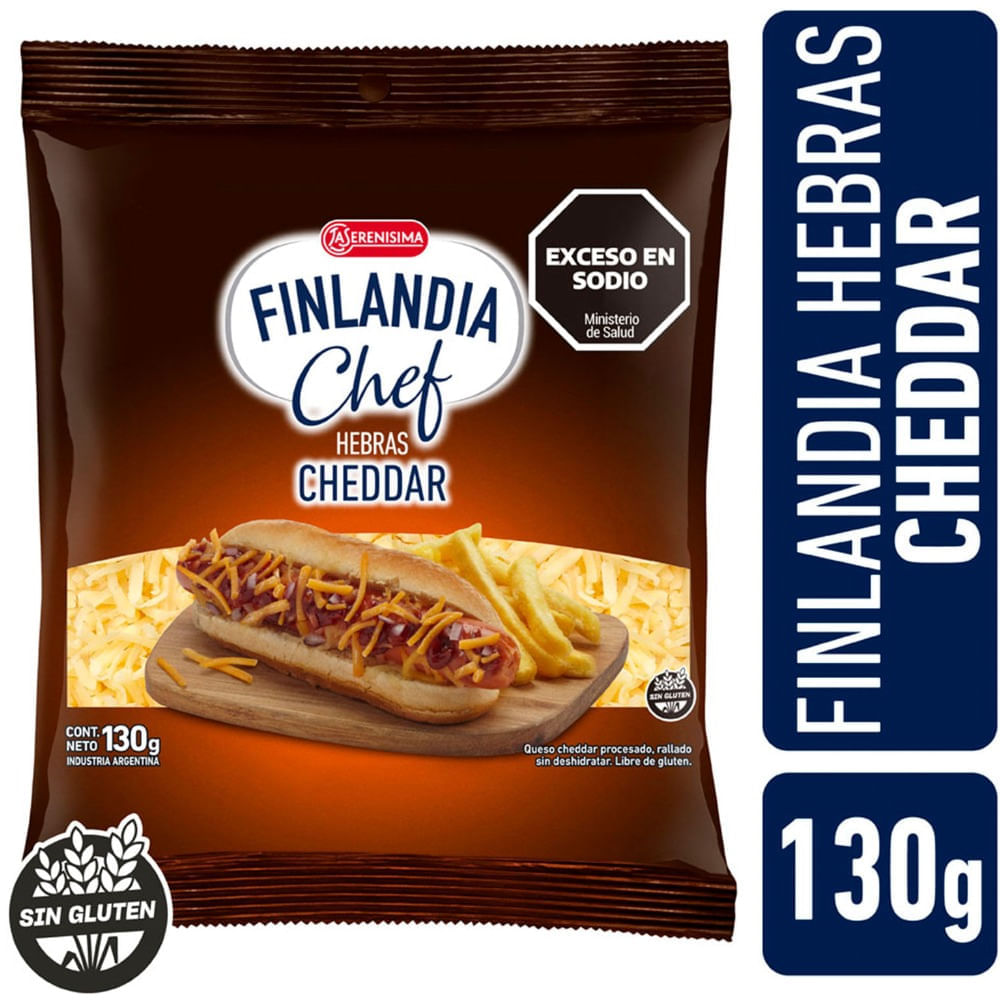 Queso en hebras Finlandia cheddar chef 130 g.