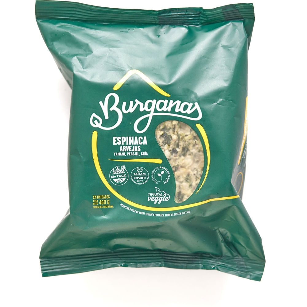 Medallones Burganas espinaca y arveja pack 460 g.
