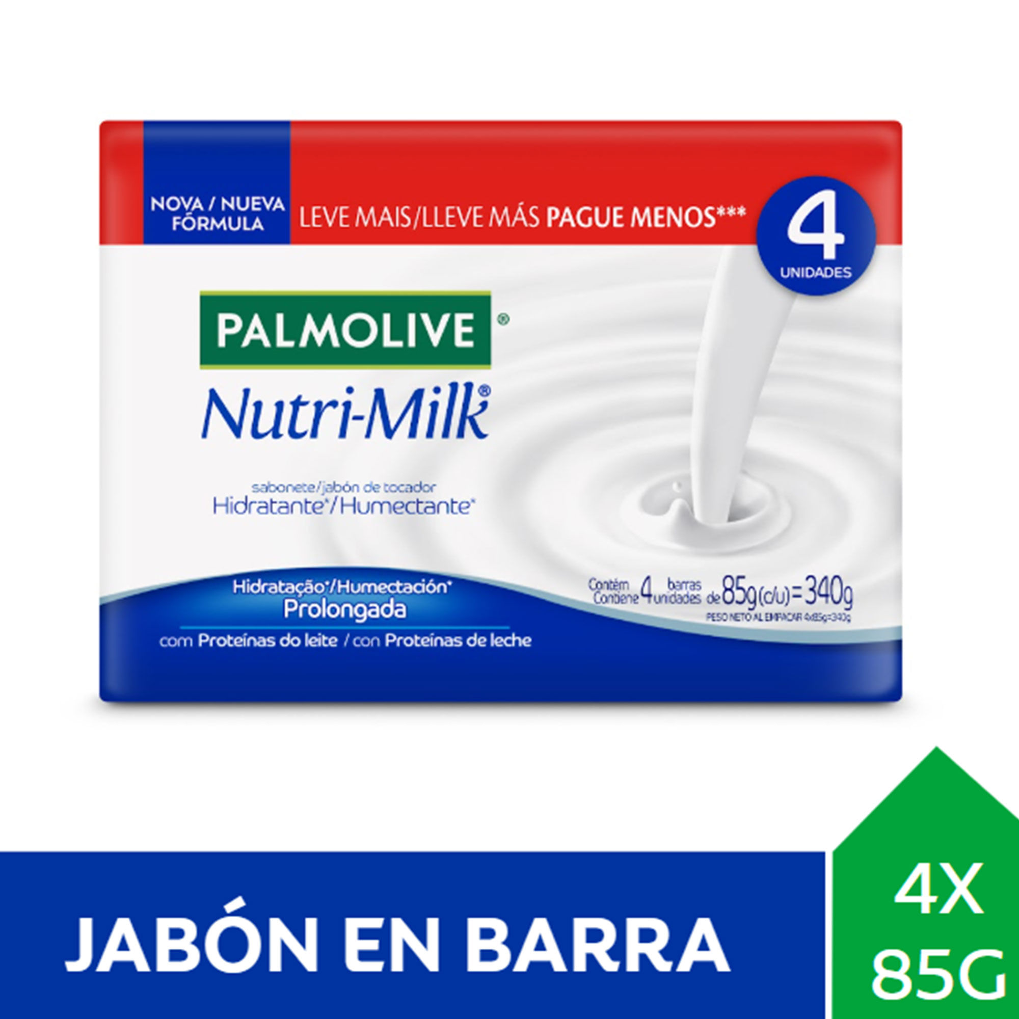 Jabón de tocador Palmolive Nutri Milk hidratación prolongada 85 grs 4 uni