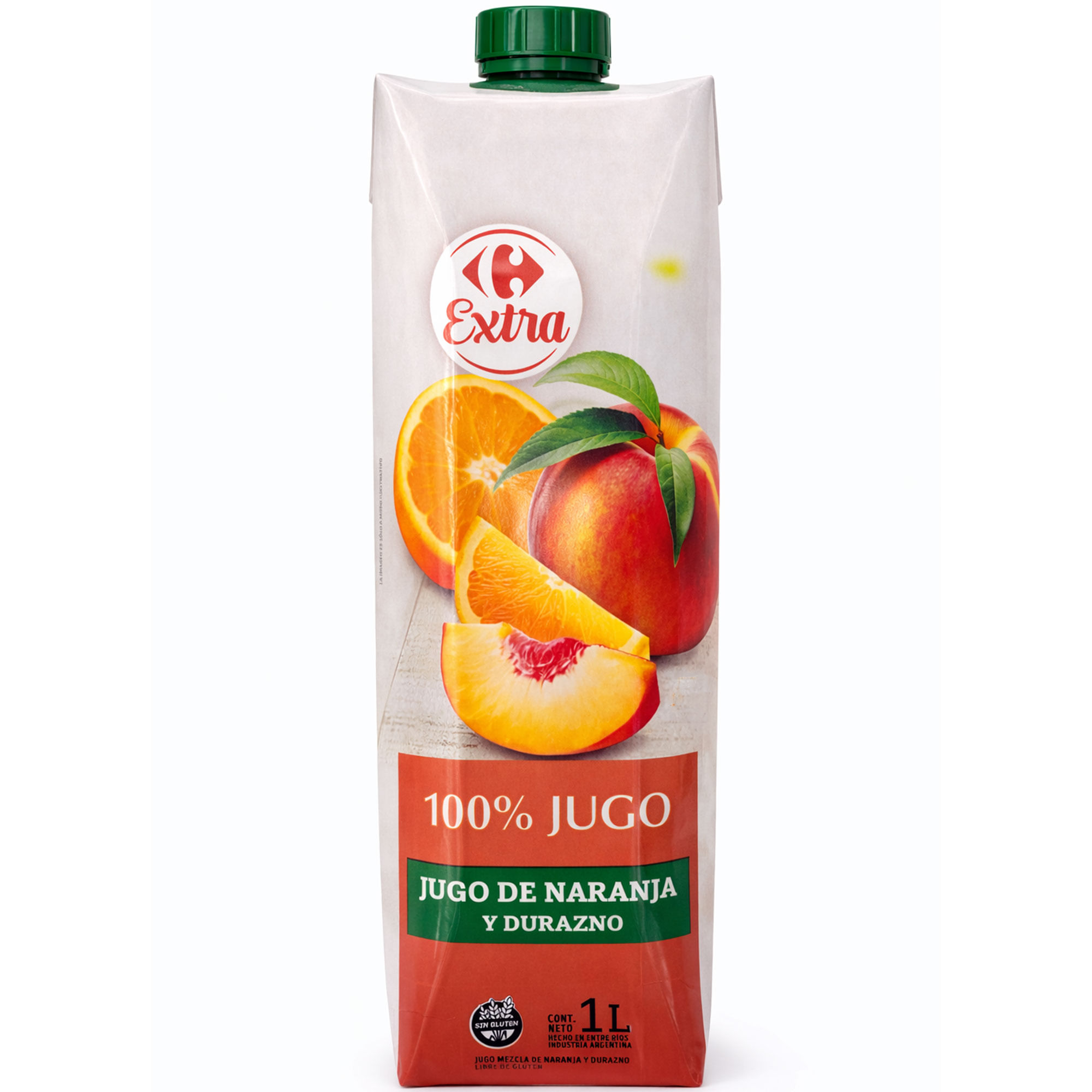 Jugo natural Carrefour Extra de naranja durazno 1 lt