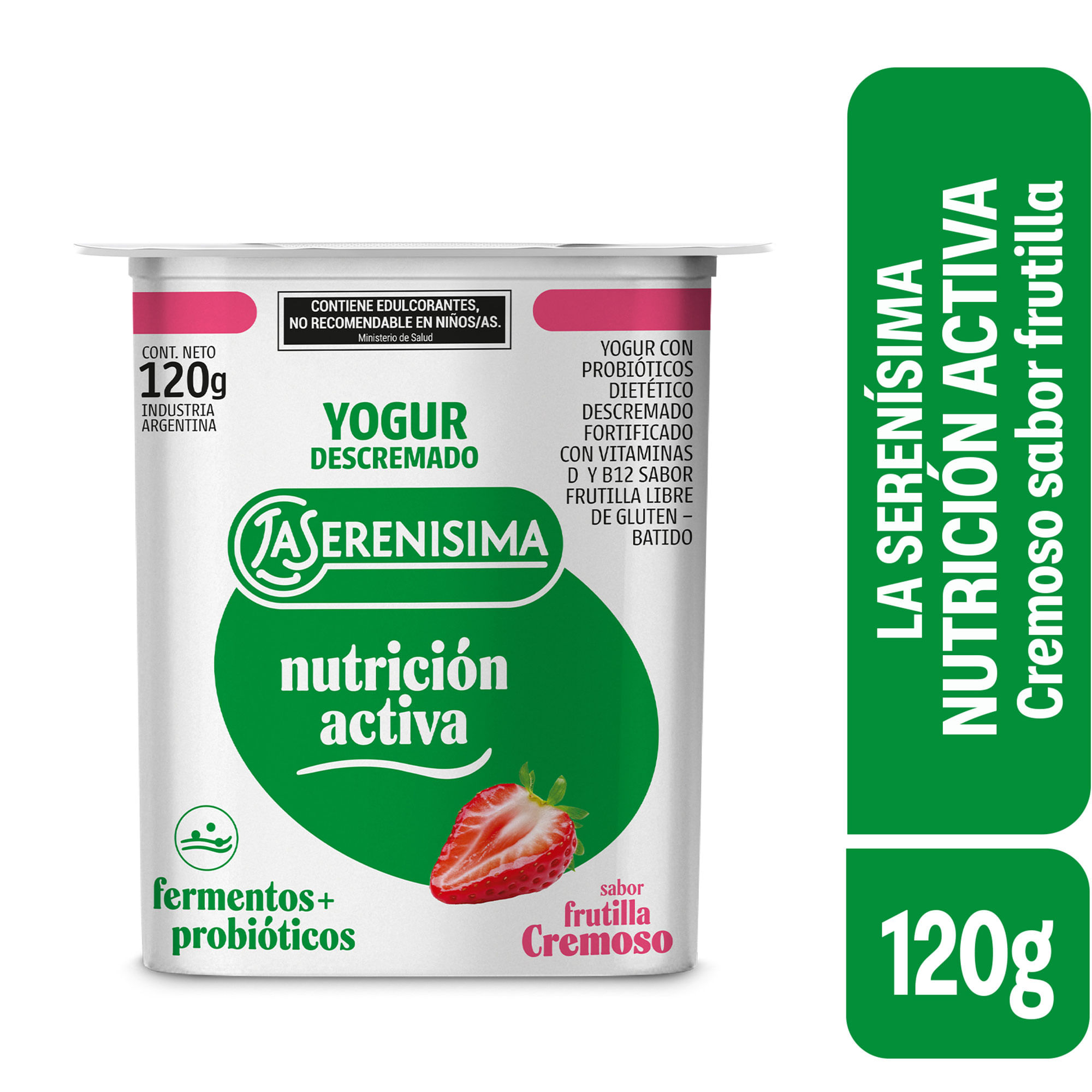 Yogur Cremoso Frutilla Descremado La Serenísima Nutrición Activa 120grs