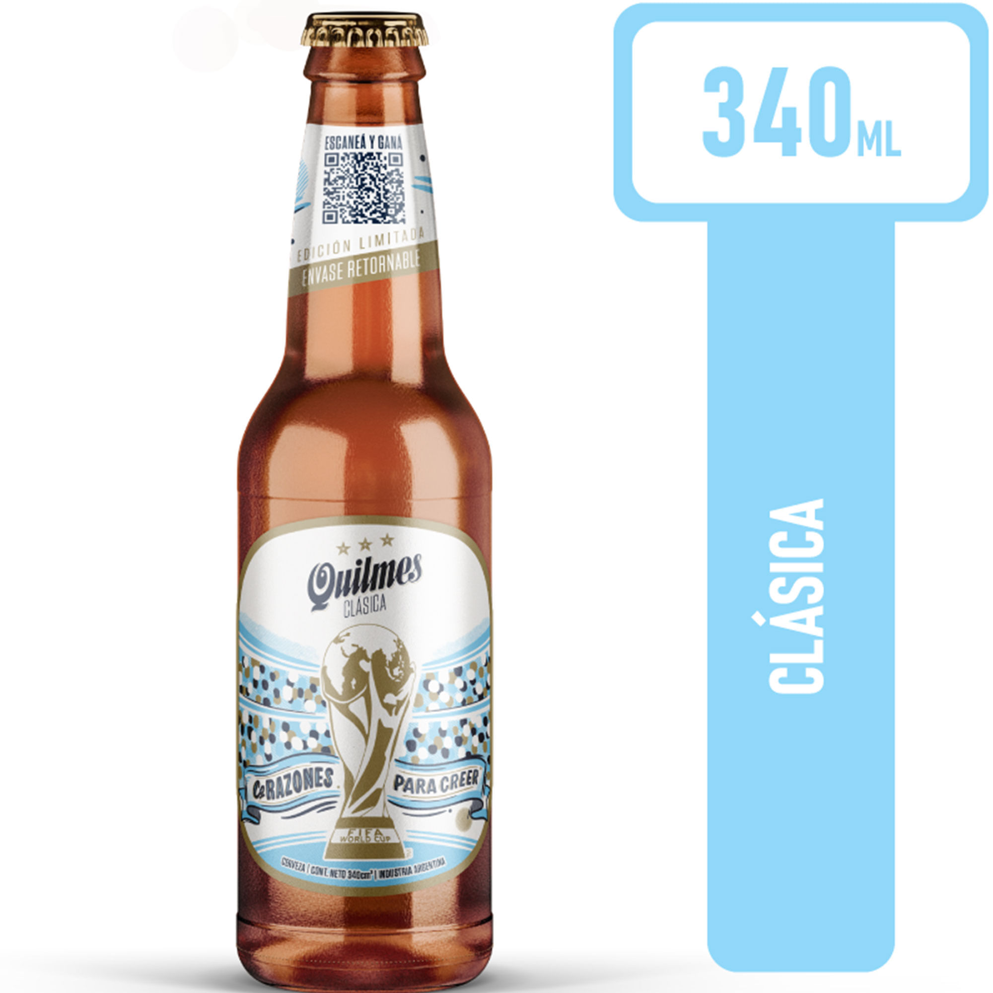 Cerveza rubia clásica Quilmes 340 ml