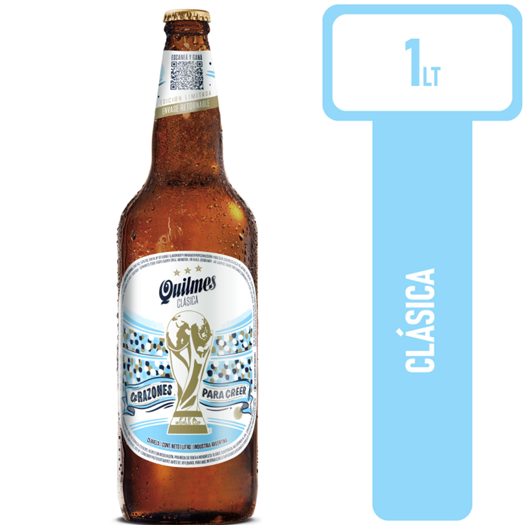 Cerveza rubia clásica Quilmes 1 lt