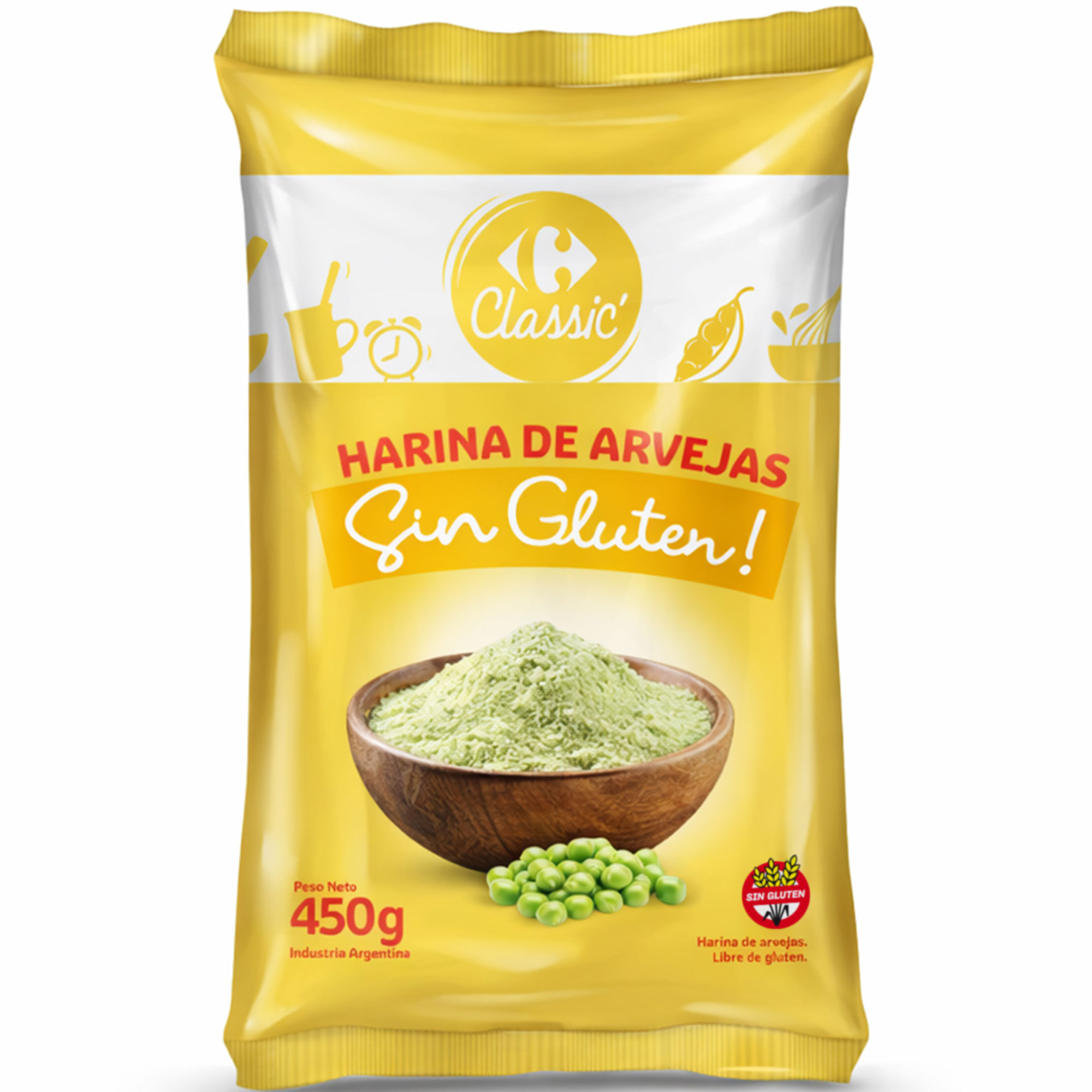 Harina de arvejas Carrefour Classic sin gluten 450 grs