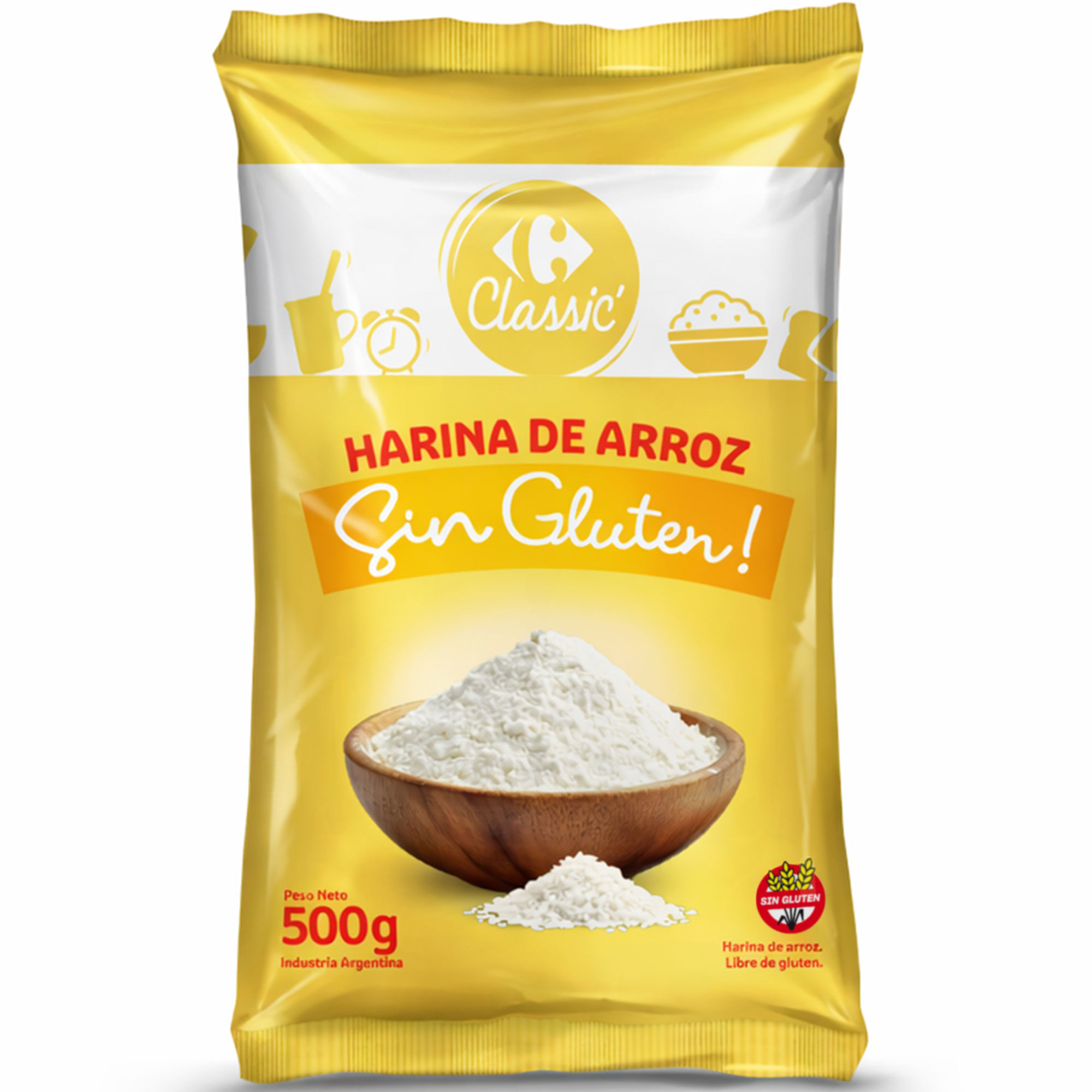 Harina de arroz Carrefour Classic sin gluten 500 grs