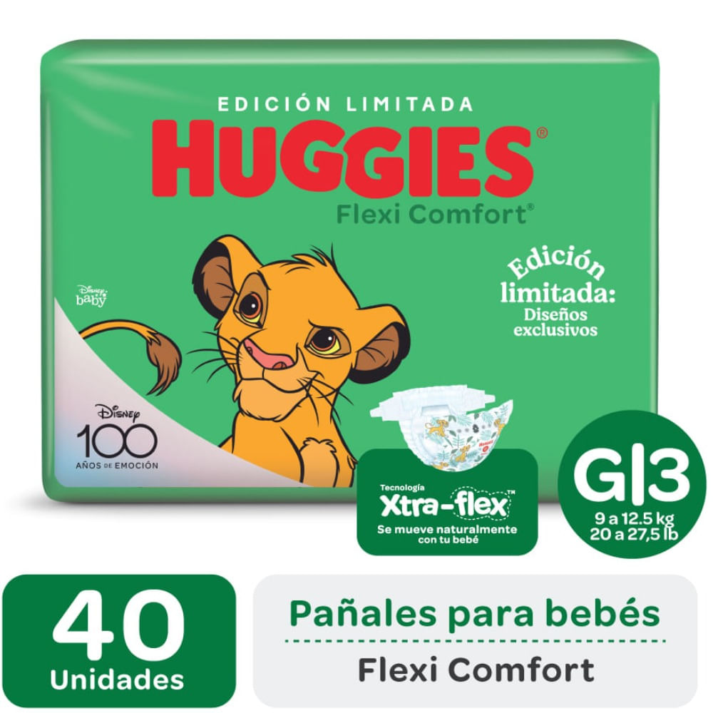 Pañales talle G Huggies flexi comfort 40 uni