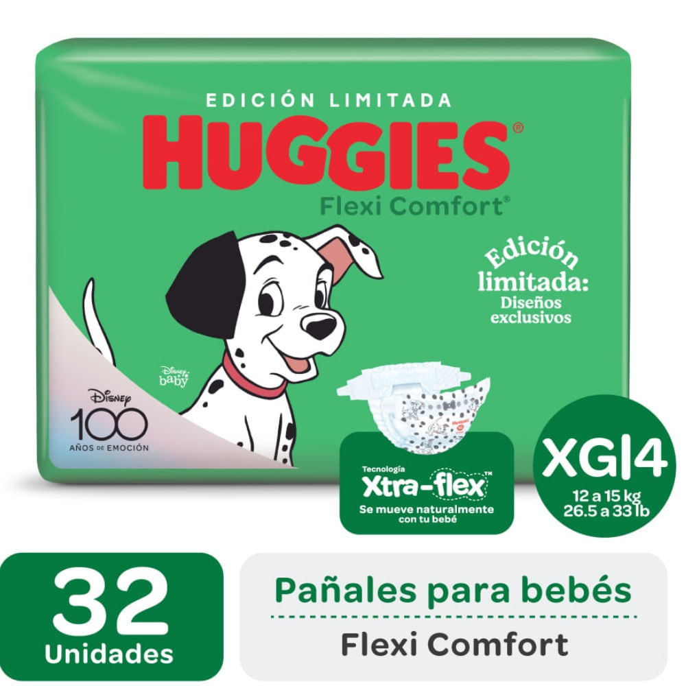 Pañales talle XG Huggies flexi comfort 32 uni