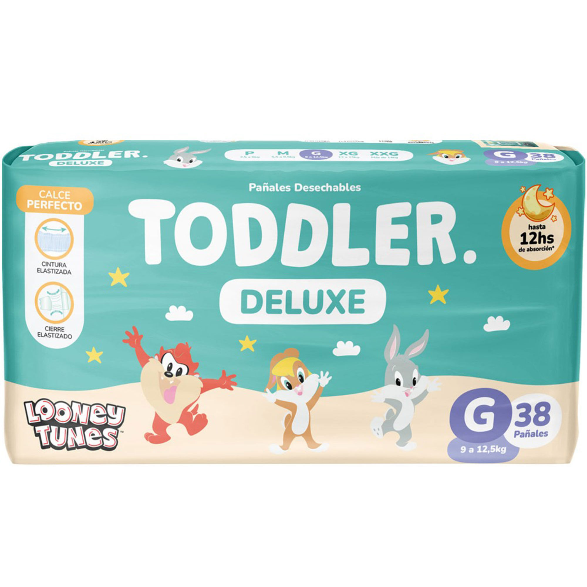 Pañales Toddler Deluxe Talle G 38 uni - Pack Grande Hasta 12 Horas