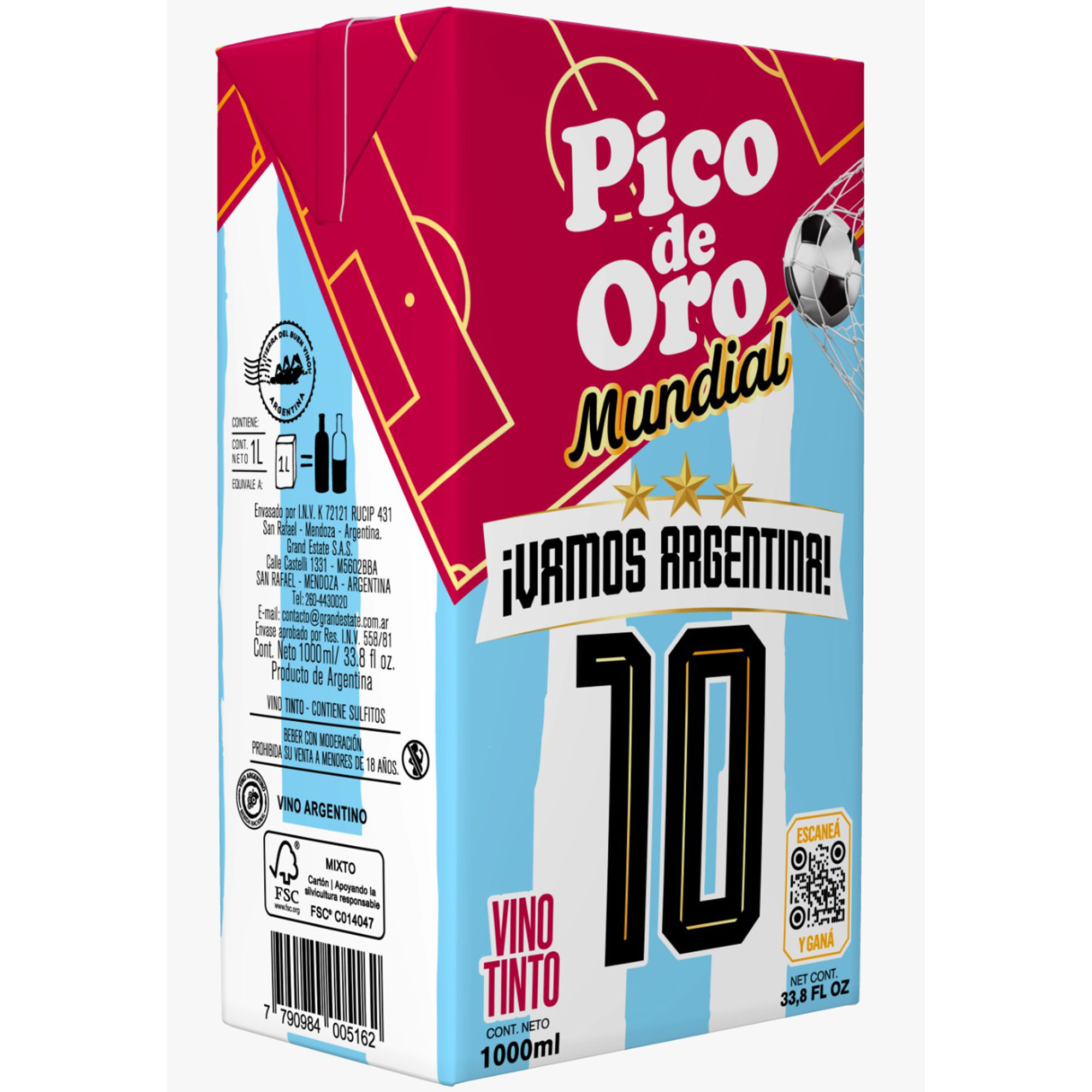 Vino tinto Pico de Oro brick 1 lt