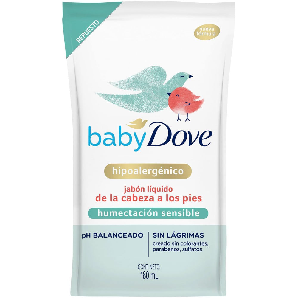 Jabón liquido corporal Dove Baby humectación sensible refill 180 ml