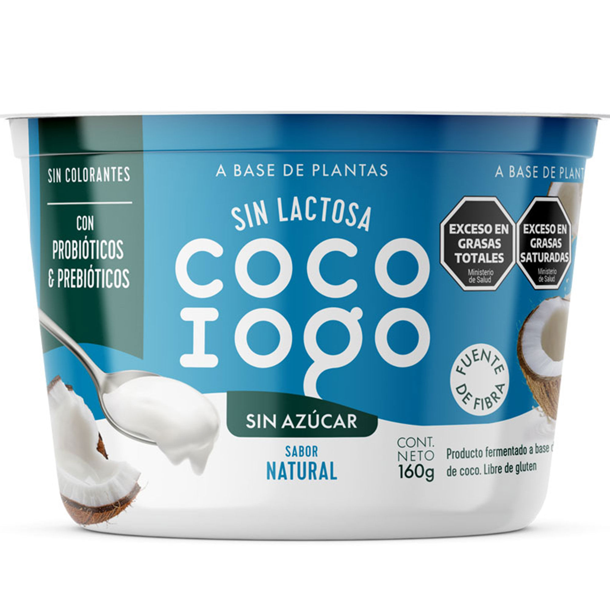 Yogur vegano natural sin azúcar Cocoiogo pote 160 g.