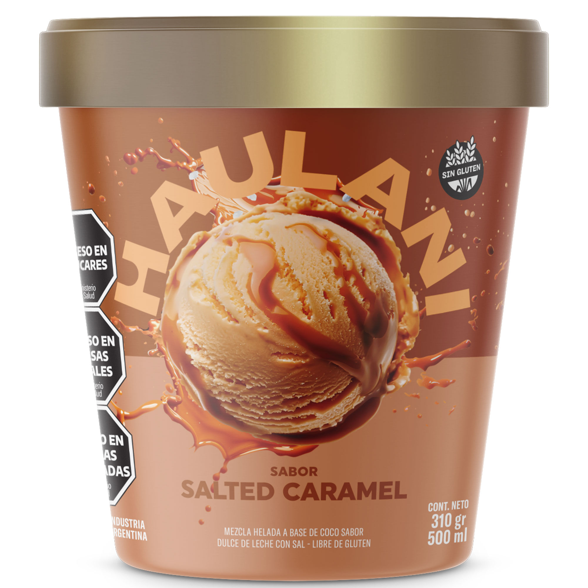 Helado super dulce de leche Haulani en pote 300 g.