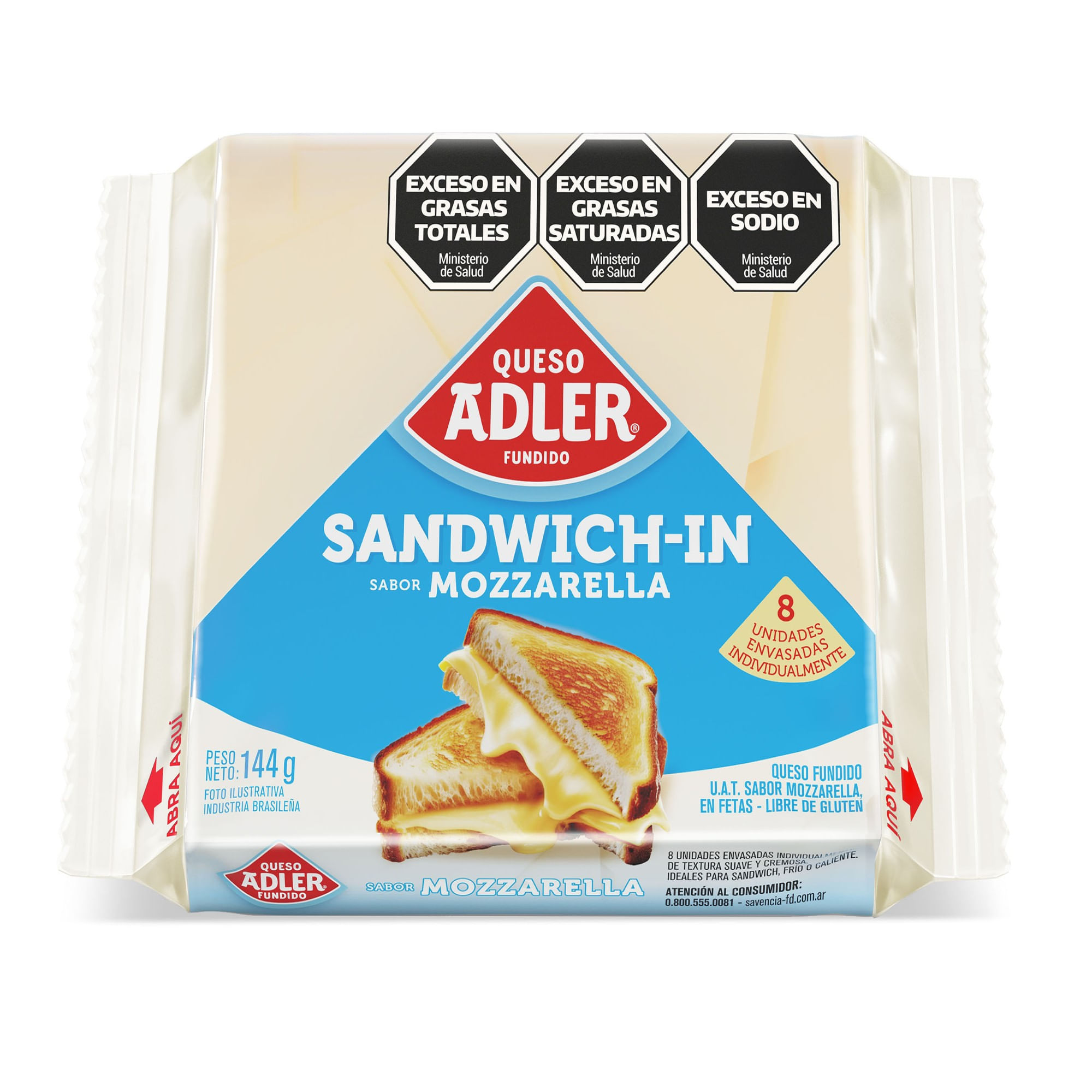 Queso mozzarella feteado Adler 144 grs