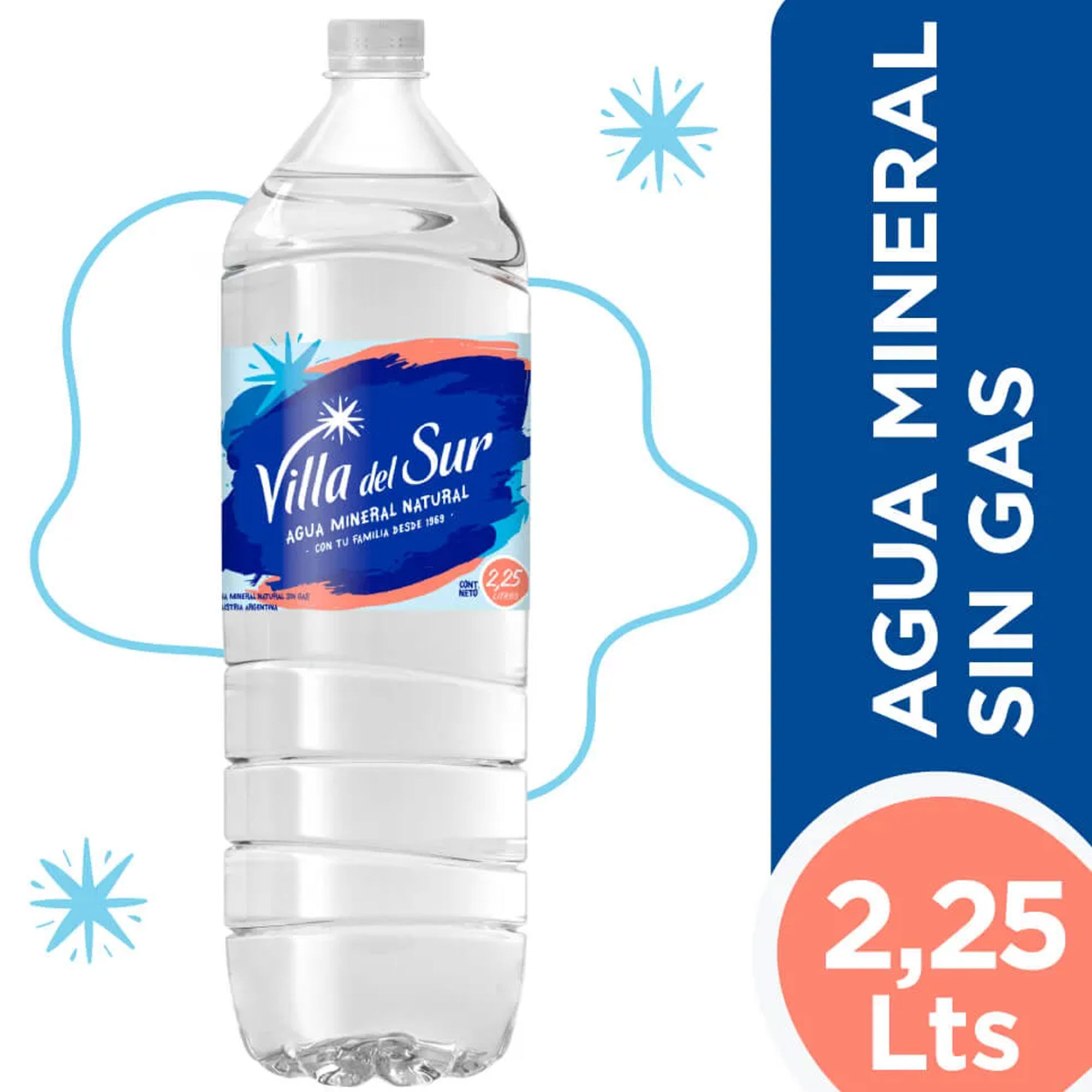 Agua mineral sin gas Villa del Sur 2,25 lts