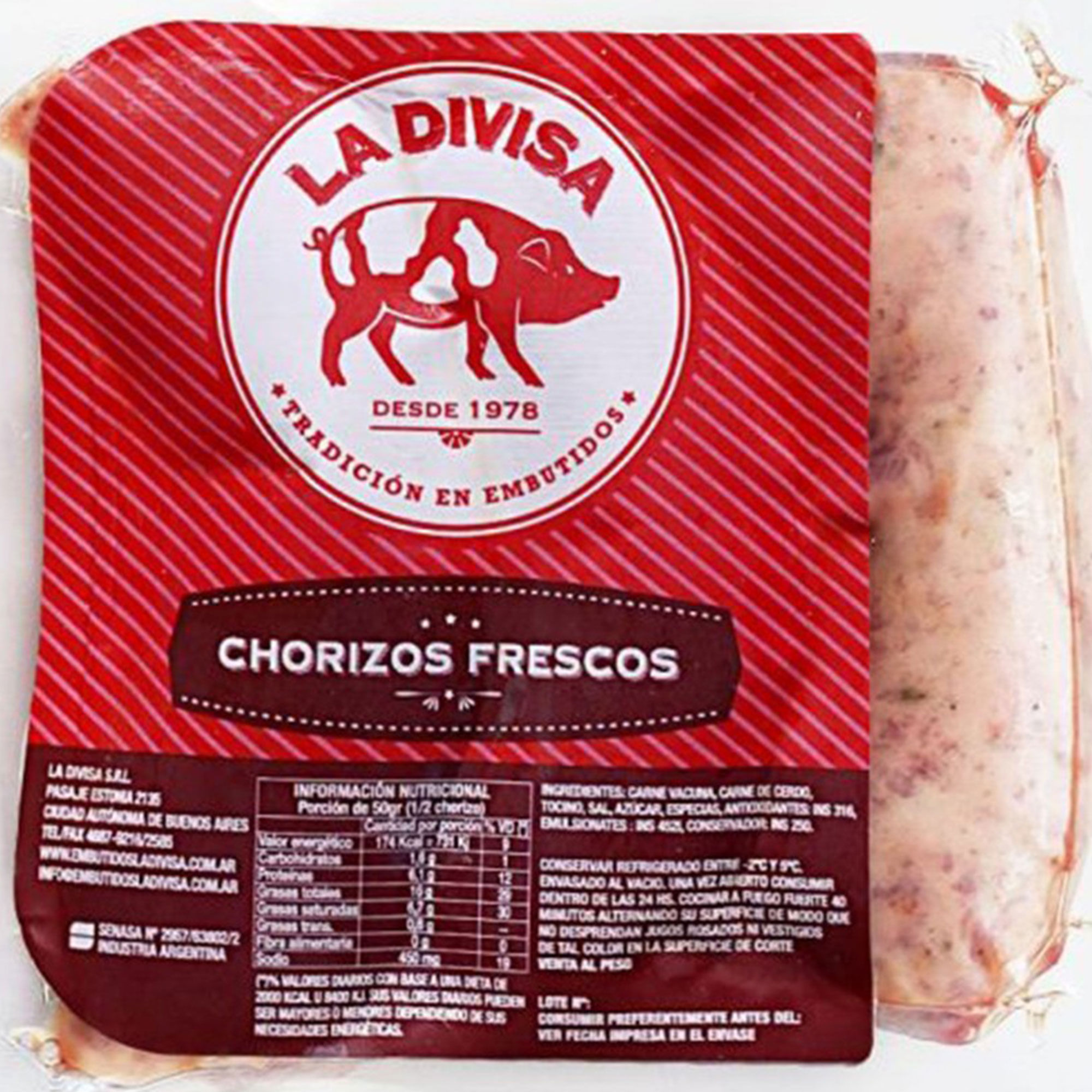 Chorizo puro de cerdo La Divisa 400 grs