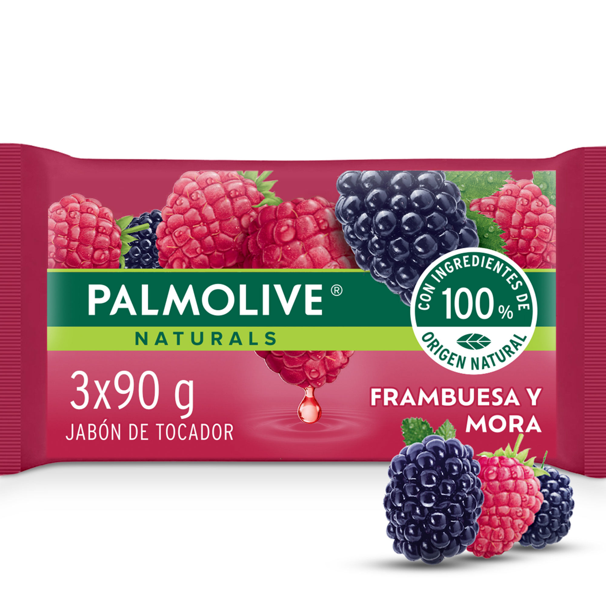 Jabón De Tocador Palmolive Naturals Frambuesa Y Mora x3 90 grs