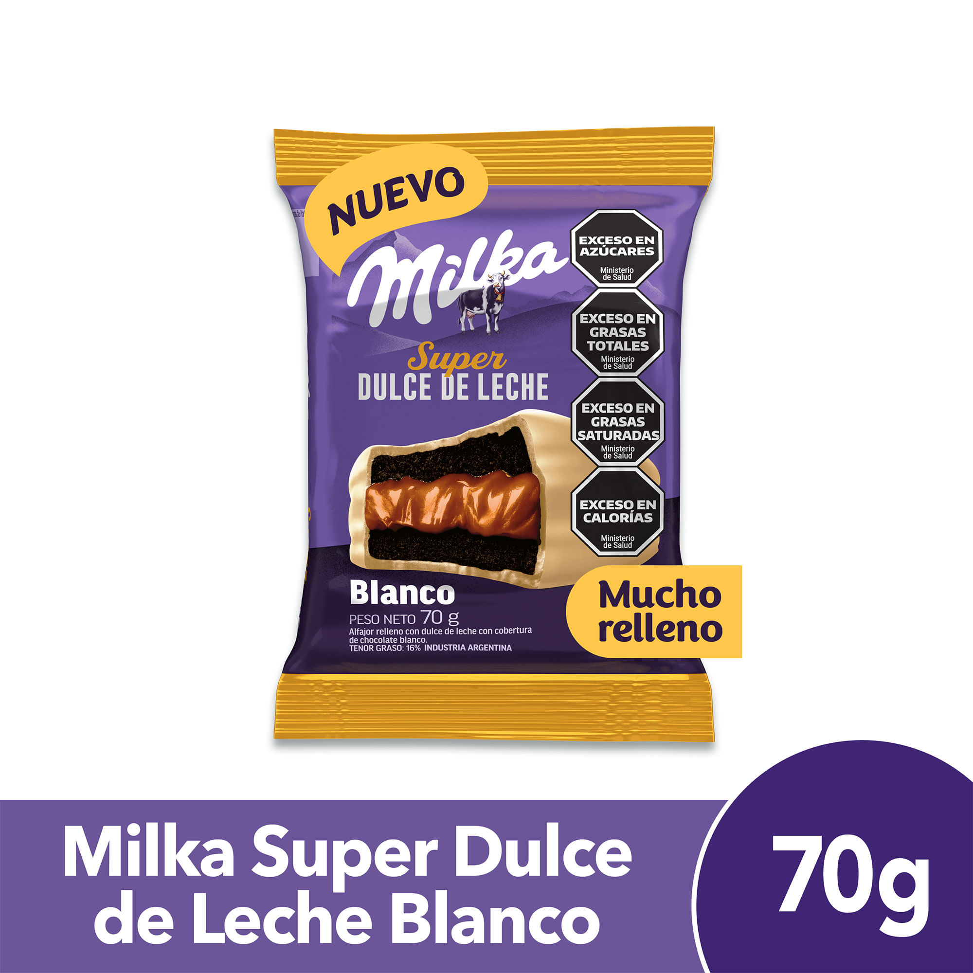Alfajor Milka Super Dulce de Leche Blanco 70 grs