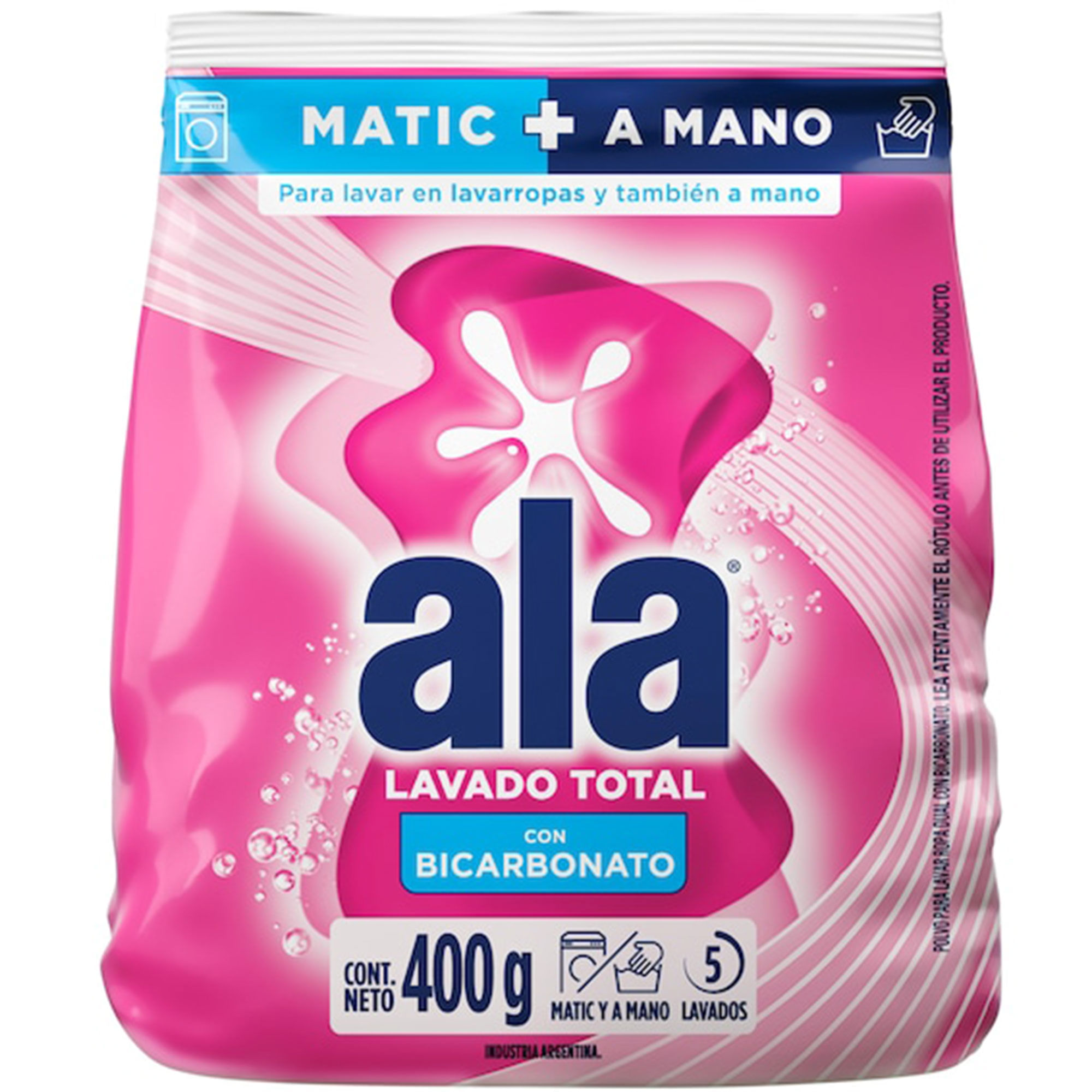 Jabón en polvo Ala Matic con bicarbonato dual 400 grs