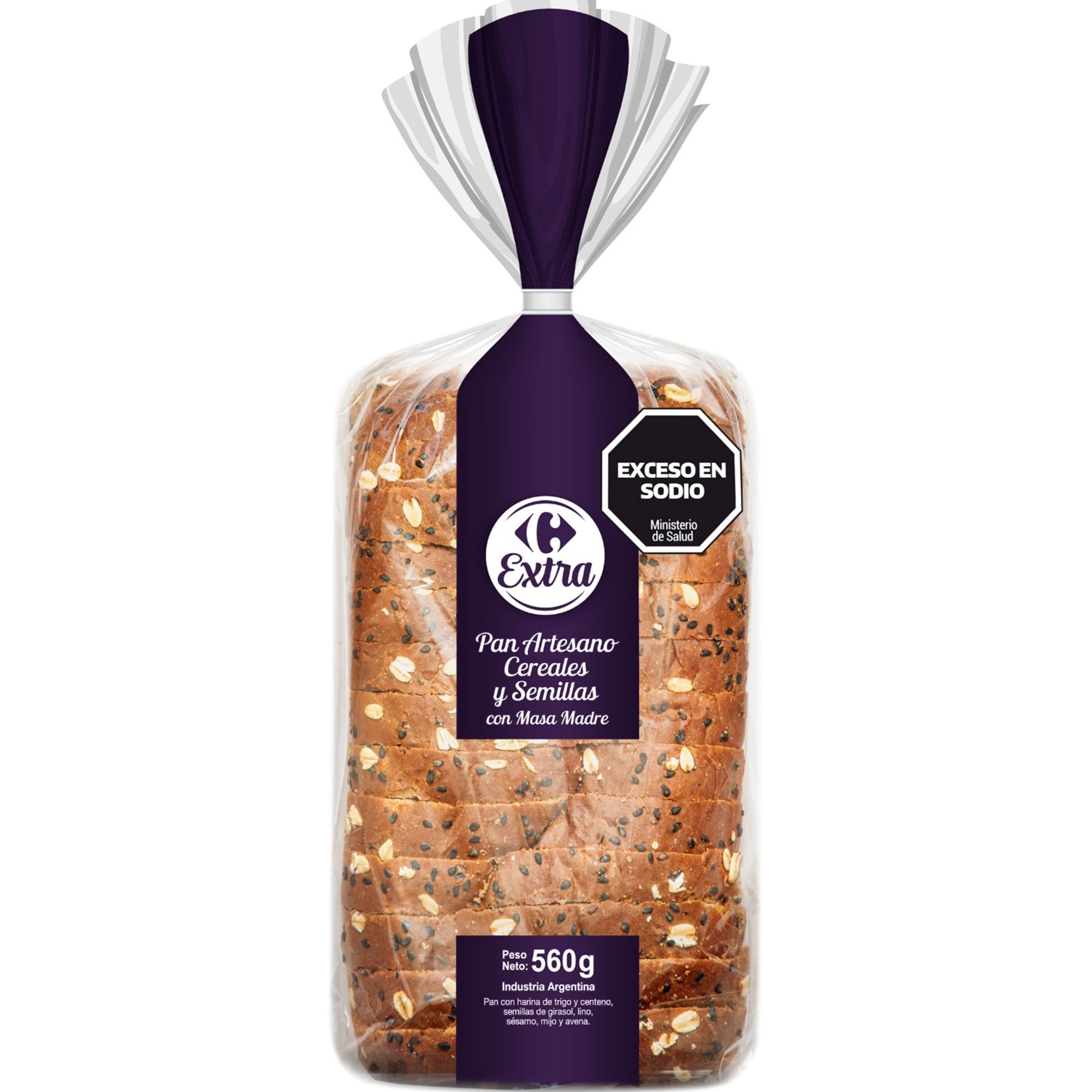 Pan artesano cereales y semillas Carrefour Extra con masa madre 560 grs