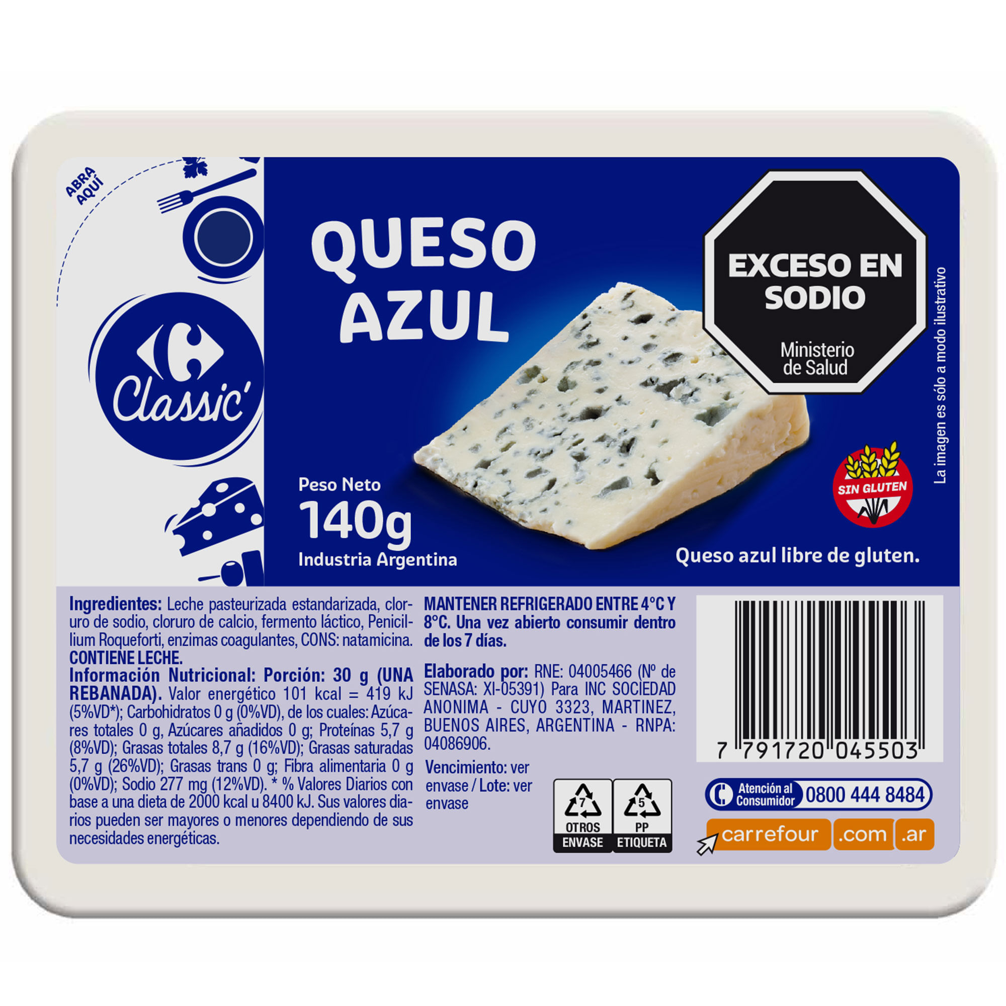 Queso azul Carrefour Classic 140 grs