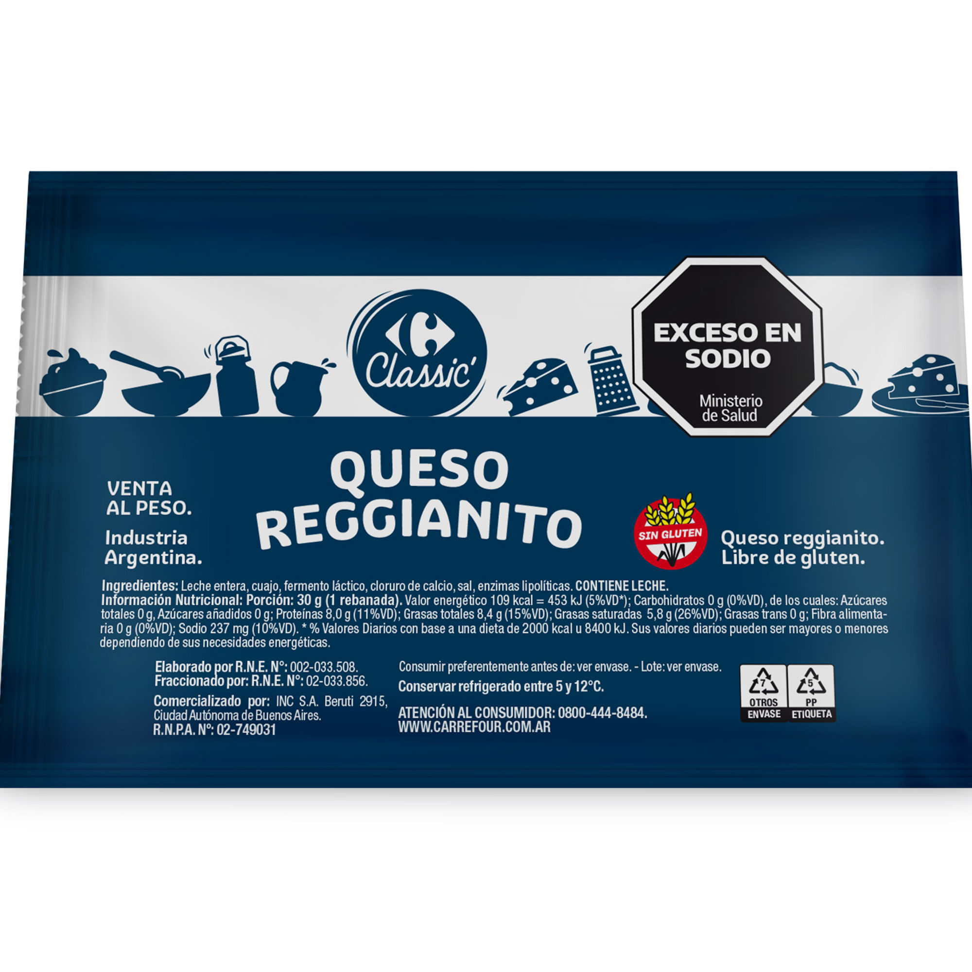 Queso reggianito trozado Carrefour Classic x kg