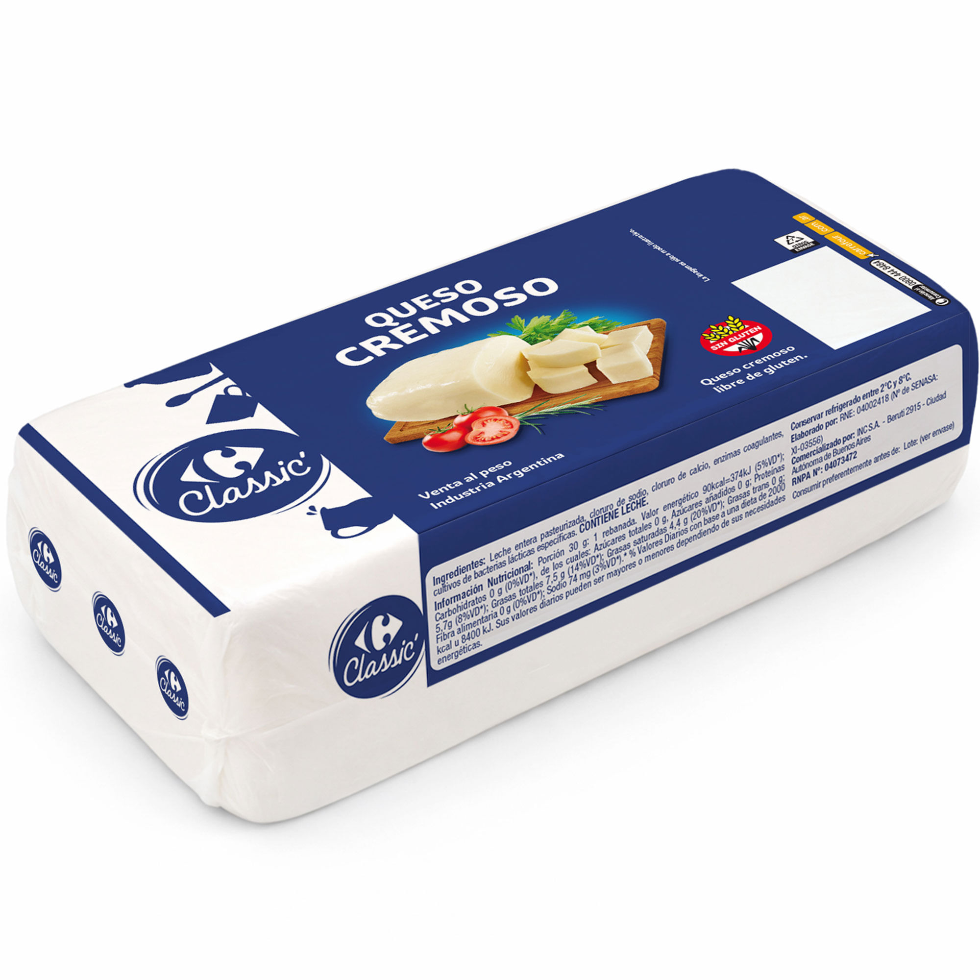 Queso cremoso media horma Carrefour Classic x kg
