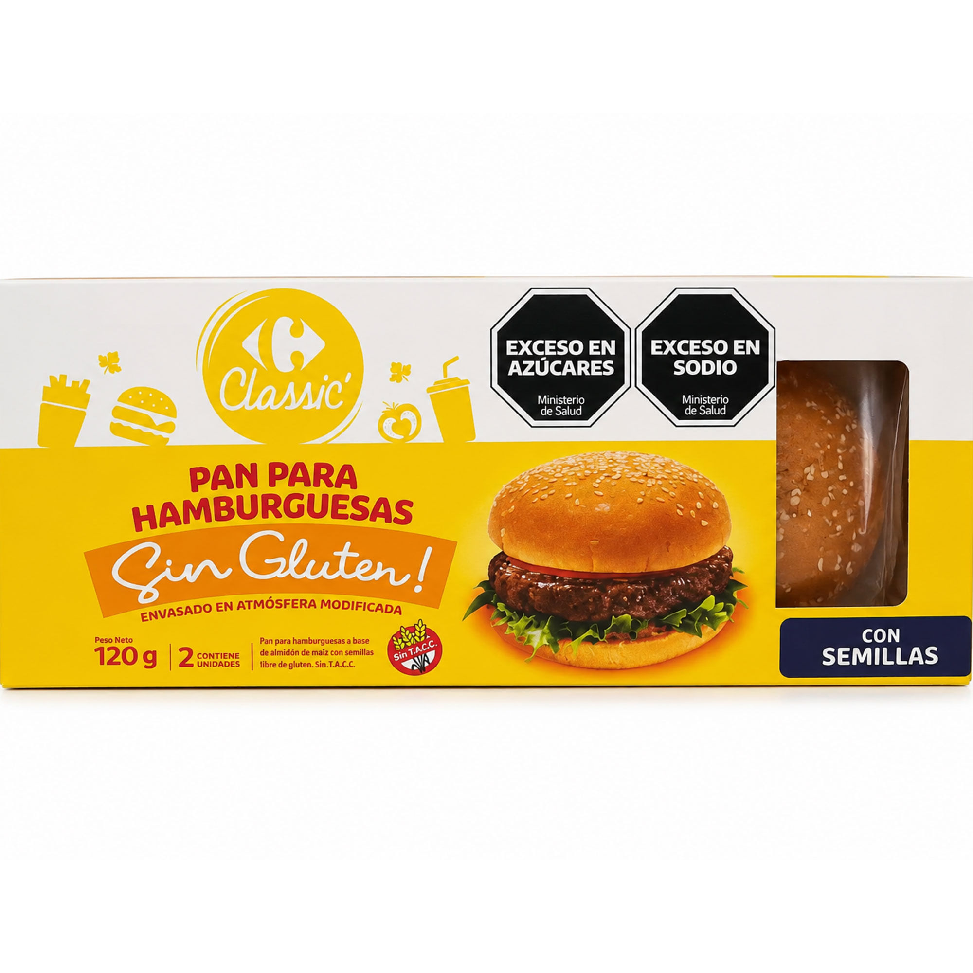 Pan para hamburguesas sin tacc Carrefour Classic x2 120 grs