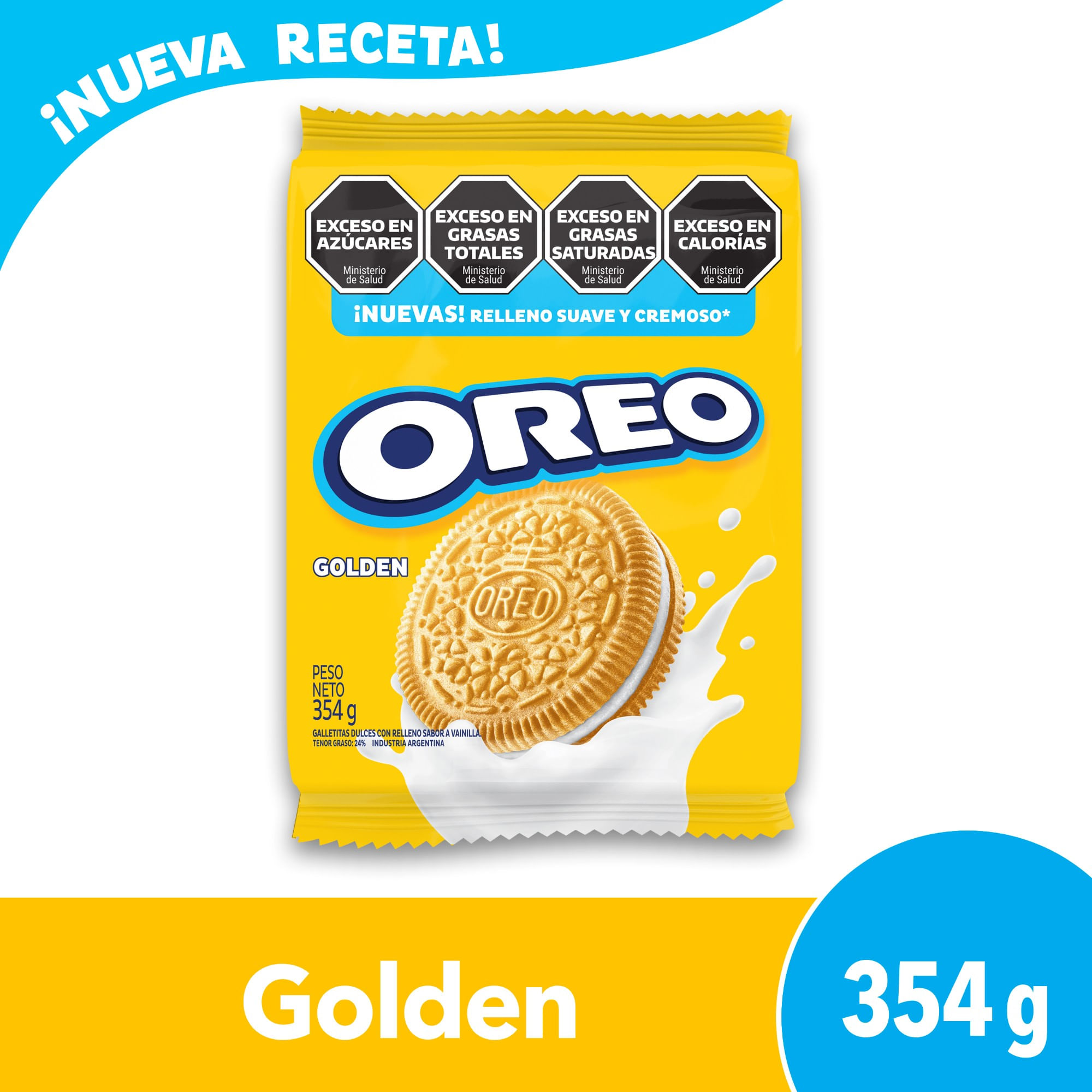 Galletitas Oreo Golden Sabor Vainilla Rellenas con Crema 354 grs