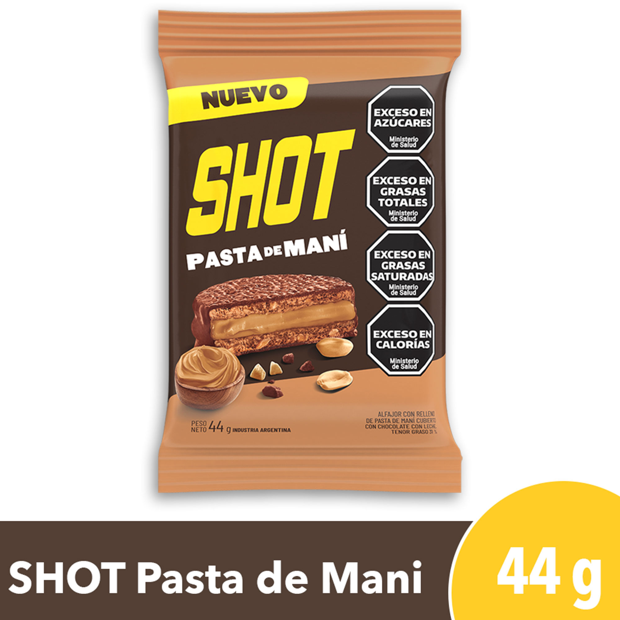 Alfajor SHOT con pasta de maní 44 grs